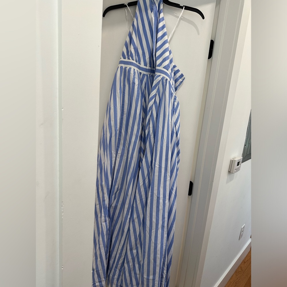 J. Crew Blue and White Striped Jumpsuit